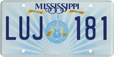 MS license plate LUJ181