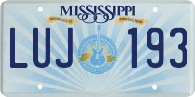 MS license plate LUJ193