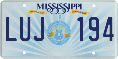 MS license plate LUJ194