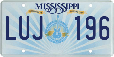MS license plate LUJ196