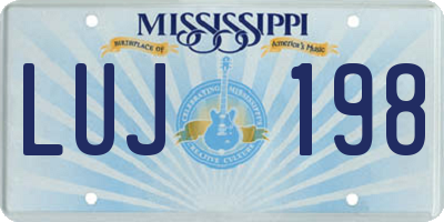 MS license plate LUJ198