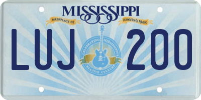MS license plate LUJ200