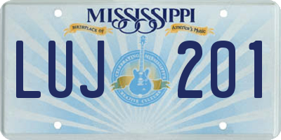 MS license plate LUJ201
