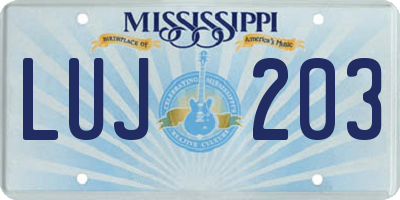 MS license plate LUJ203