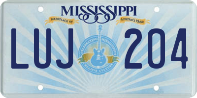 MS license plate LUJ204