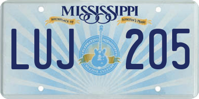 MS license plate LUJ205