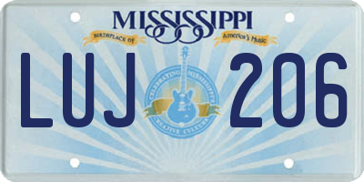 MS license plate LUJ206