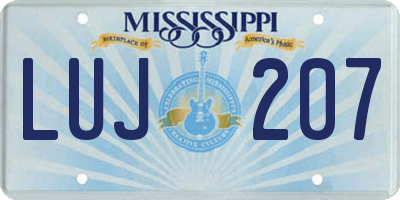 MS license plate LUJ207