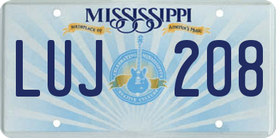MS license plate LUJ208