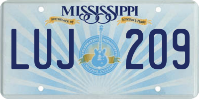 MS license plate LUJ209