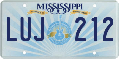 MS license plate LUJ212