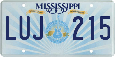MS license plate LUJ215