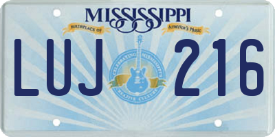 MS license plate LUJ216
