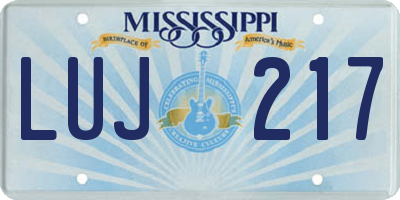 MS license plate LUJ217