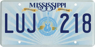 MS license plate LUJ218