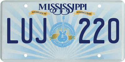 MS license plate LUJ220