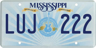 MS license plate LUJ222