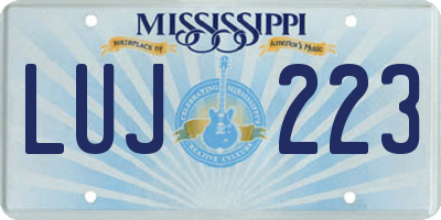 MS license plate LUJ223