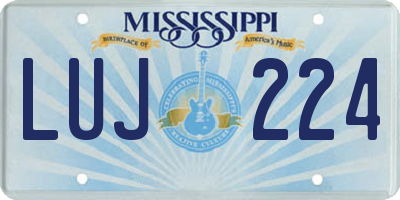 MS license plate LUJ224