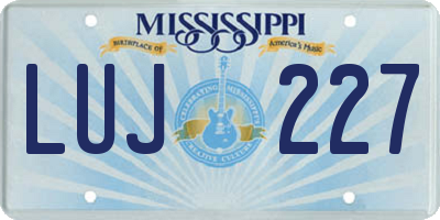 MS license plate LUJ227