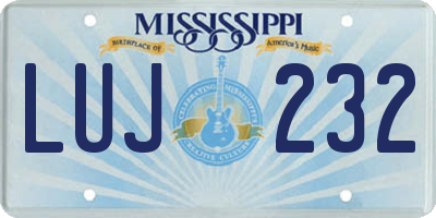 MS license plate LUJ232