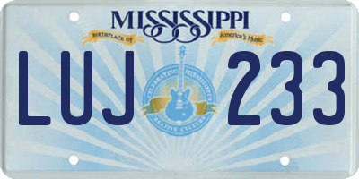 MS license plate LUJ233