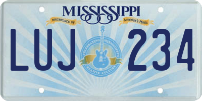 MS license plate LUJ234