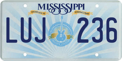 MS license plate LUJ236