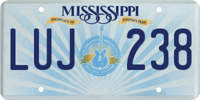 MS license plate LUJ238