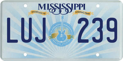 MS license plate LUJ239