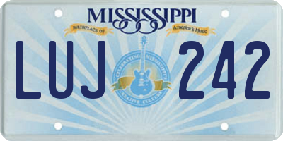 MS license plate LUJ242
