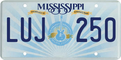 MS license plate LUJ250