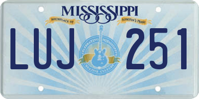 MS license plate LUJ251