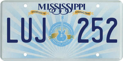 MS license plate LUJ252