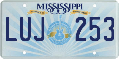 MS license plate LUJ253