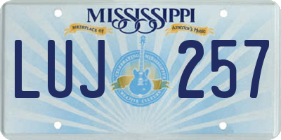 MS license plate LUJ257