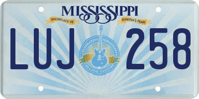 MS license plate LUJ258