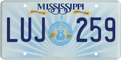 MS license plate LUJ259