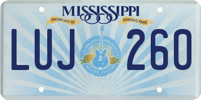 MS license plate LUJ260