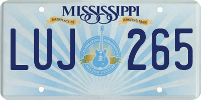 MS license plate LUJ265