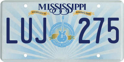 MS license plate LUJ275
