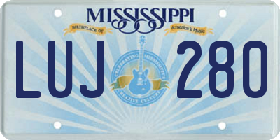 MS license plate LUJ280
