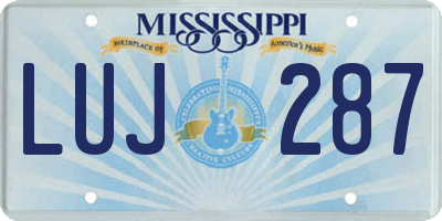 MS license plate LUJ287