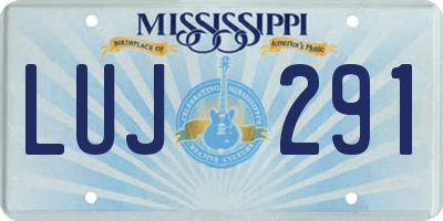 MS license plate LUJ291