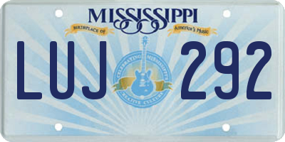 MS license plate LUJ292