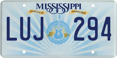 MS license plate LUJ294