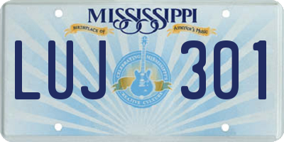 MS license plate LUJ301