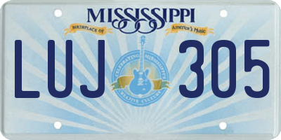 MS license plate LUJ305