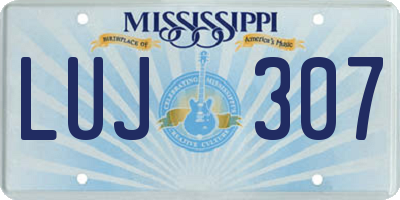 MS license plate LUJ307