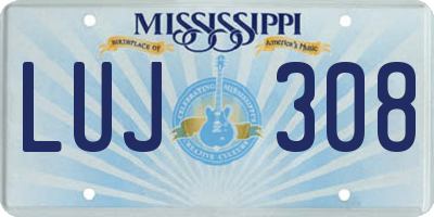 MS license plate LUJ308